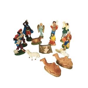 Vintage Antique Lot of 14 Italian German Nativity Pieces NO Mary